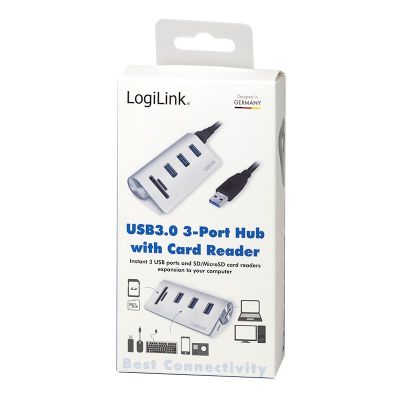 9. LogiLink CR0045 huby i koncentratory USB 3.2 Gen 1 (3.1 Gen 1) Type-A 5000 Mbit/s Srebrny