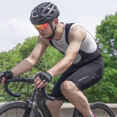 14. Spodenki rowerowe Rockbros RK20023XL krótkie na szelkach z wkładką XXXL - czarne