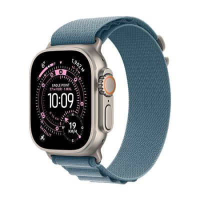 3. Zegarek Apple Watch Ultra 3 (2025) 5G 49mm Koperta z naturalnego tytanu z pętelką Alpine L - jasnoniebieska