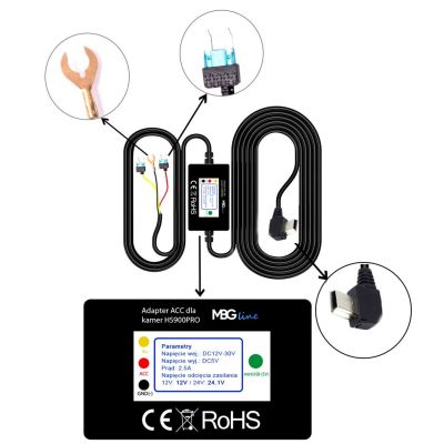 6. Wideorejestrator lusterko MBG LINE HS900 PRO Sony+ adapter parkingowy