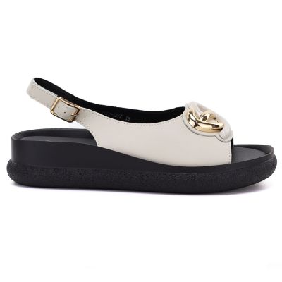 2. Skórzane sandały damskie na platformie beżowe S.Barski  61-6047