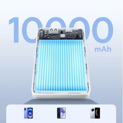 12. Powerbank Baseus EnerFill FP11 10000mAh 15W z białym kablem USB-C 20V/3A 30cm - biały