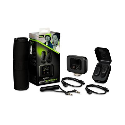 6. Shure MV-TWO-KIT-Z6 - Zestaw dwóch mikrofonów bezprzewodowych MoveMic MV-LAV, case ładujący, odbiornik