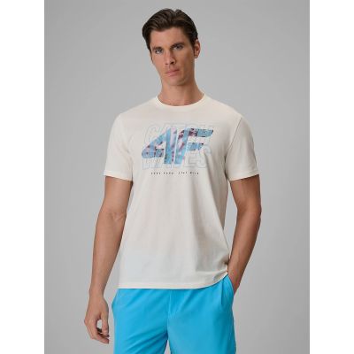 T-shirt regular z nadrukiem męski 4F 4FRSS26TTSHM4295-11S