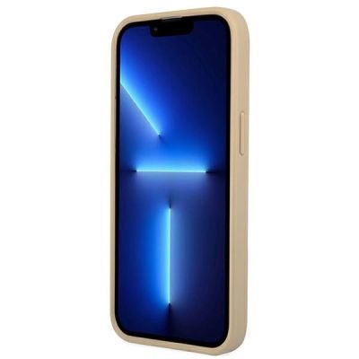5. Etui Guess Saffiano Triangle Logo na iPhone 13 Pro / iPhone 13 - beżowe