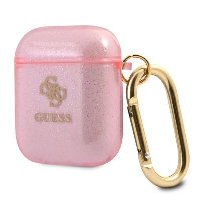 3. Etui Guess Glitter Collection na AirPods 1/2 - różowe