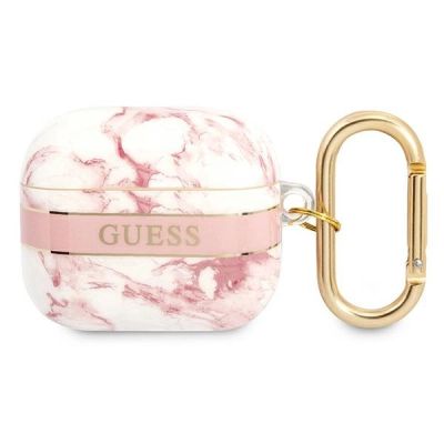 Etui Guess Marble Strap Collection na AirPods 3 cover - różowe
