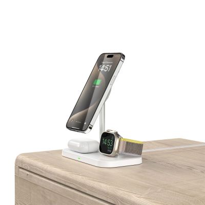 7. Ładowarka Tech-Protect QI15W-A22 indukcyjna MagSafe ze stojakiem 3w1 MagSafe na smartfon / Apple Watch / AirPods - biała