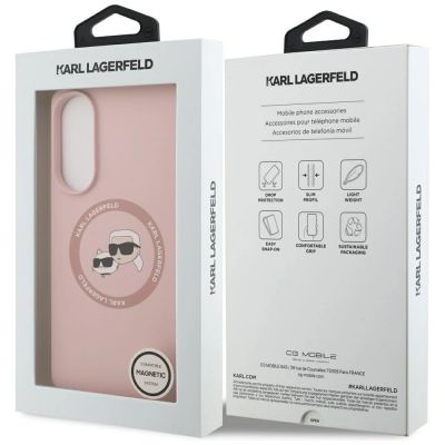 8. Etui Karl Lagerfeld Silicone nauble Heads And Circle MagSafe na Samsung Galaxy S25 Edge - różowe