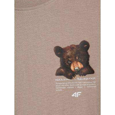 8. T-shirt regular z nadrukiem dziewczęcy 4F 4FJKAW26TTSHF4424-83S