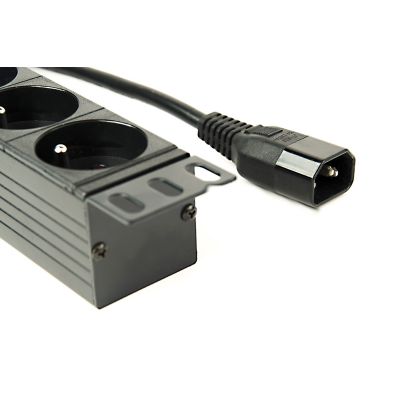 9. GEMBIRD LISTWA ZASILAJĄCA RACK 19" PDU EG-PDU-014-FC14 1U, 16A, 8X FRANCUSKIE GNIAZDO, WTYK C14, KABEL 3M