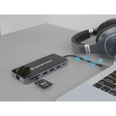 5. Conceptronic DONN15G - Stacja dokująca - USB-C 3.2 Gen 1 - VGA, 2 x HDMI - GigE
