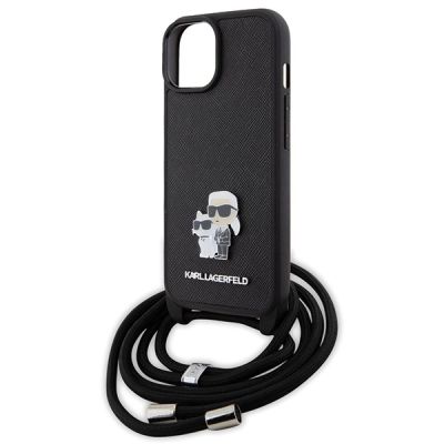 5. Etui Karl Lagerfeld Crossbody Saffiano Metal Pin Karl&Choupette na iPhone 15 - czarne