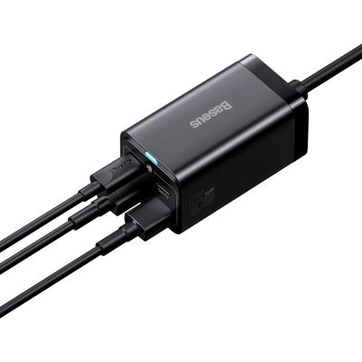 4. Baseus GaN3 Pro szybka ładowarka sieciowa GaN 2 x USB Typ C / 2 x USB 65W PD, QC4.0+, AFC, PPS + kabel USB Typ C - USB Typ C 1m czarny (CCGP040101)