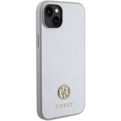 4. Etui Guess Strass Metal Logo do iPhone 15 Plus - srebrne