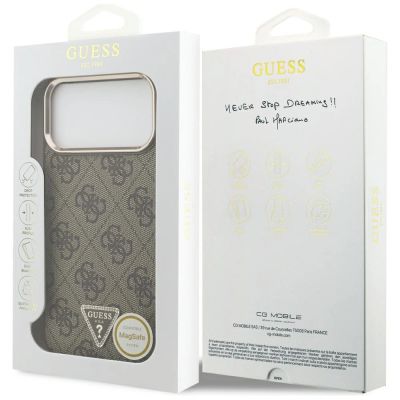 8. Etui Guess 4G Triangle Logo MagSafe na iPhone 17 Pro Max / 18 Pro Max - brązowe