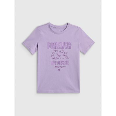 5. T-shirt regular z nadrukiem dziewczęcy 4F 4FJRAW26TTSHF4240-52S