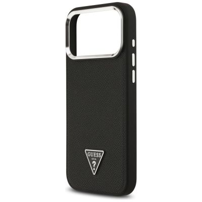 6. Etui Guess Grained Triangle Logo MagSafe na iPhone 17 Pro Max - czarne