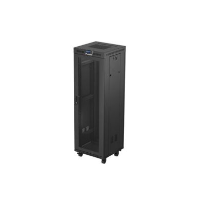 Szafa instalacyjna rack stojąca 19" 37U 600X600 czarna drzwi perforowane LCD LANBERG (flat pack)