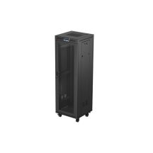 Szafa instalacyjna rack stojąca 19" 37U 600X600 czarna drzwi perforowane LCD LANBERG (flat pack)