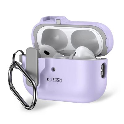 Etui Tech-Protect Slim Hook z karabińczykiem na Apple AirPods Pro 1 / 2 - fioletowe