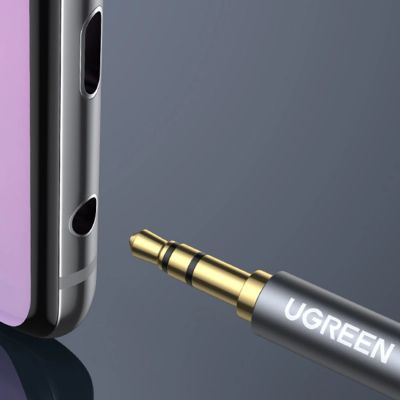 14. Kabel Ugreen AV118 10592 mini jack 3,5 mm (męski) / mini jack 3,5 mm (żeński) 1m - srebrny
