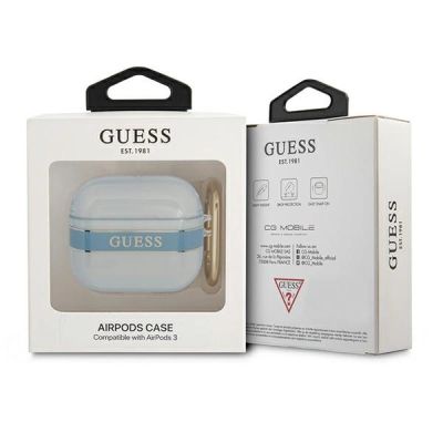 3. Etui Guess Strap Collection na AirPods 3 cover - niebieskie