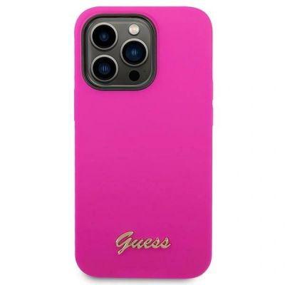 3. Etui Guess Silicone Vintage Gold Logo na iPhone 14 Pro Max - fuksja