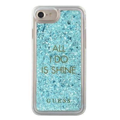 3. Etui Guess Liquid Glitter Party na iPhone 6 / 7 / 8 / SE 2020 / SE 2022 - niebieskie