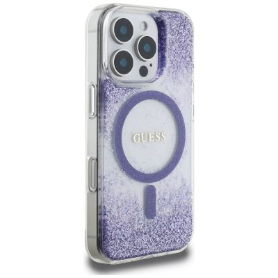 4. Etui Guess HC Resin Bottom Glitter MagSafe na iPhone 16 Pro Max - fioletowe