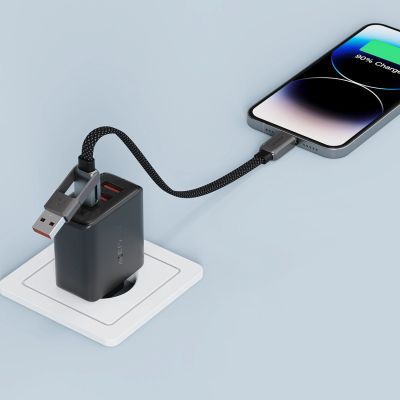7. Kabel Acefast C13-05 USB-C - USB-A / USB-C 480Mb/s 3A 0.2m - czarny