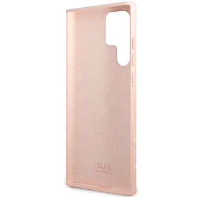 7. Etui Karl Lagerfeld Silicone Choupette Metal Pin na Samsung Galaxy S23 Ultra - różowe