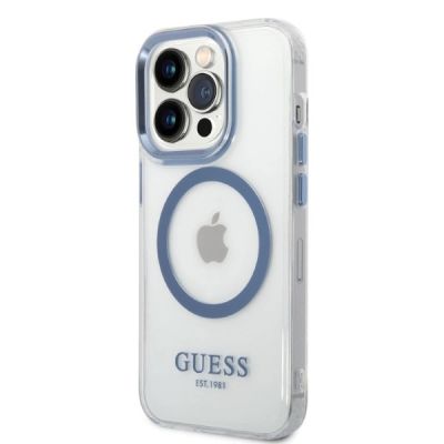 2. Etui Guess Metal Outline Magsafe na iPhone 14 Pro Max - niebieskie