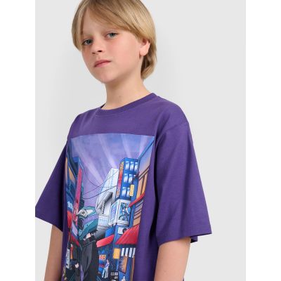 3. T-shirt oversize z nadrukiem chłopięcy 4F 4FJRAW25TTSHM3061-51S