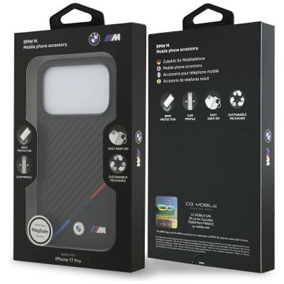 8. Etui BMW M Carbon Tricolor Line MagSafe na iPhone 17 Pro - czarne
