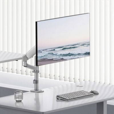 ERGO OFFICE UCHWYT / WIESZAK NA MONITOR SPRĘŻYNA GAZOWA, 17"-32", 1-10KG, BIAŁY MAT, MAX. VESA 100X100 ER-691 W