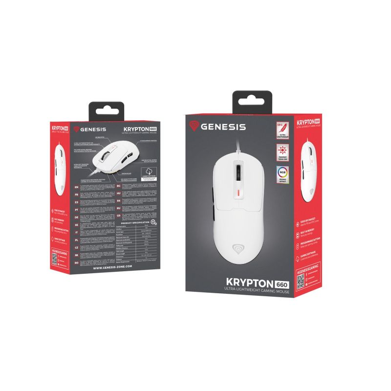 3. Myszka Genesis Krypton 660 Gaming Oburęczny USB Typu-A Optyczny 12000 DPI