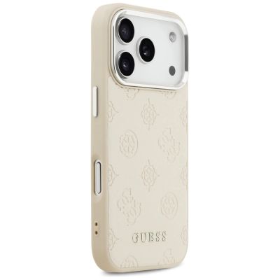 4. Etui Guess Peony Hot Stamp Script MagSafe na iPhone 17 Pro - beżowe