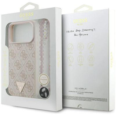 8. Etui Guess 4G Strap Triangle Logo MagSafe na iPhone 17 Pro Max - różowe