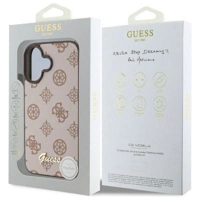 8. Etui Guess Peony Script MagSafe na iPhone 16 - brązowe
