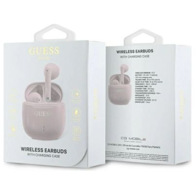 4. Guess słuchawki Bluetooth GUTWSJ14ESGP    TWS + stacja dokująca różowy/pink Printed Classic Logo