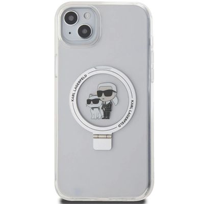 3. Etui Karl Lagerfeld Ring Stand Karl&Choupettte MagSafe na iPhone 15 Plus / 14 Plus 6.7" - białe