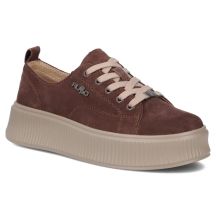 Skórzane sneakersy damskie na platformie brązowe Filippo DP7982