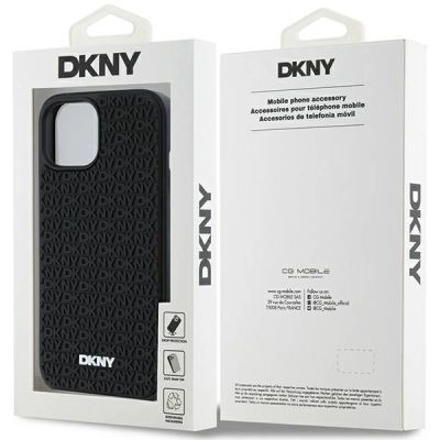 8. Etui DKNY 3D Rubber Repeat Pattern na iPhone 15 Plus - czarne
