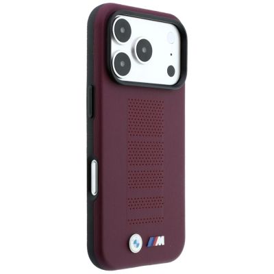 4. Etui BMW M Blue Perfo Metal Logo MagSafe na iPhone 18 Pro Max / 17 Pro Max - bordowe