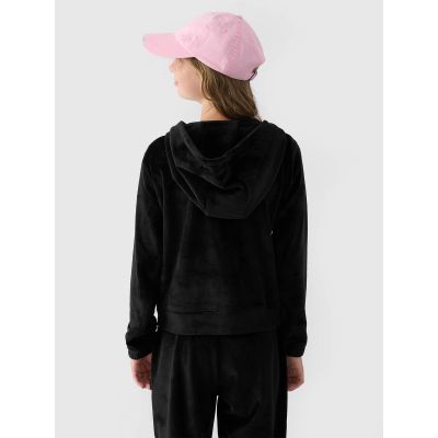 3. Bluza dresowa z weluru rozpinana z kapturem dziewczęca 4F Junior 4FJWAW24TSWSF1217-20S