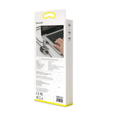 18. HUB Baseus Square USB-A do 1x USB-A 3.2 Gen 1 / 3x USB 2.0 z kablem 1m - czarny