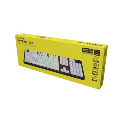 15. HATOR Skyfall Wireless 100 klawiatura Gaming USB + RF Wireless + Bluetooth QWERTY US English Czarny, Biały