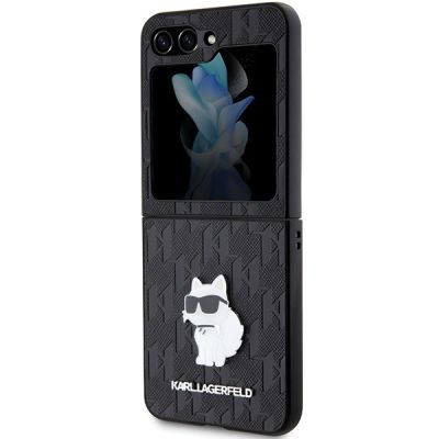 6. Etui Karl Lagerfeld Saffiano Monogram Choupette Pin na Samsung Galaxy Z Flip 5 - czarne
