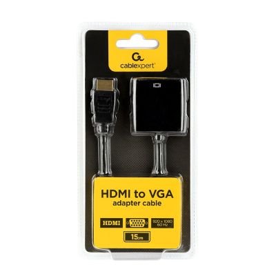 3. Adapter GEMBIRD A-HDMI-VGA-04 (HDMI M - D-Sub (VGA) F; 0,15m; kolor czarny)